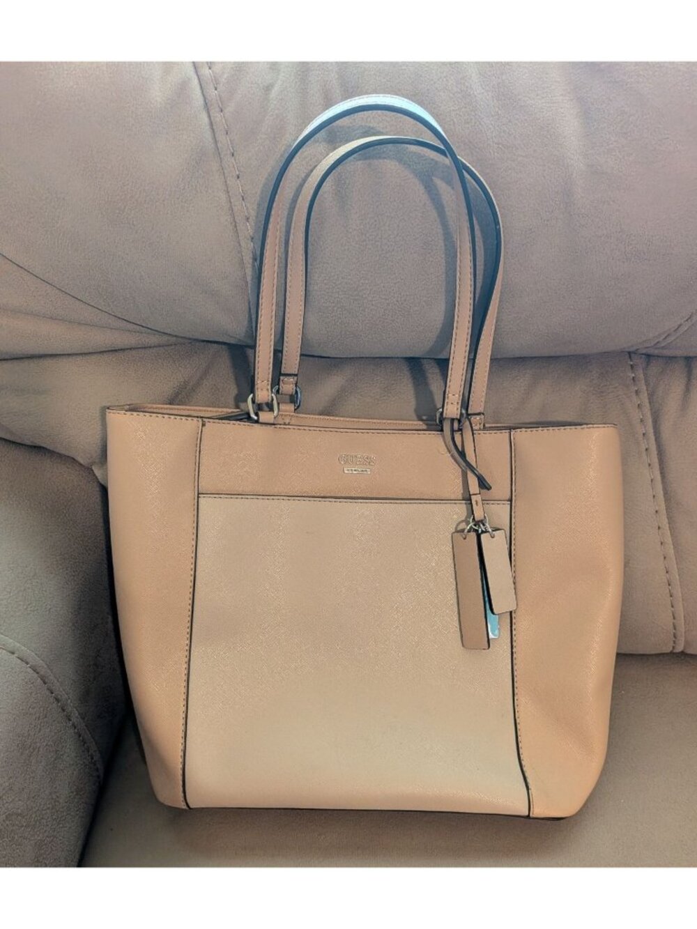Guess Pink & Cream Faux Leather Shoulder Bag Purse